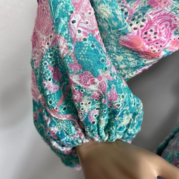 HEMANT & NANDITA Kefi One Shoulder Mini Dress in
Cyan Size S - Picture 3 of 13